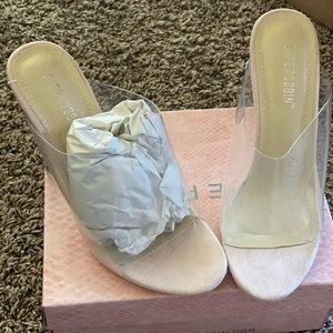 Nude Clear Wedge Heels